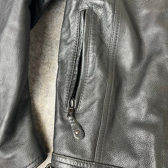 First Classics Genuine Leather Black Biker Jacket Mens Full Zip Black Size Large - Picture 13 of 15